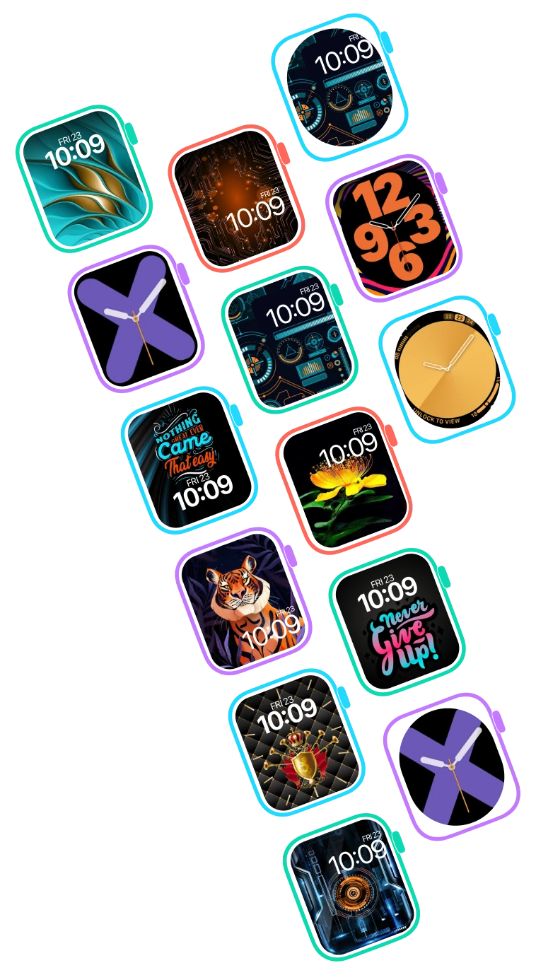 Watch face examples in neon