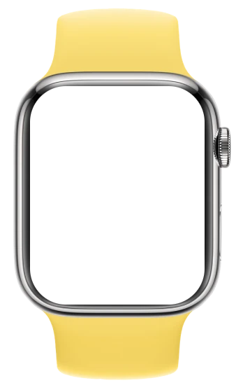 Yellow watch face with moving elements inside